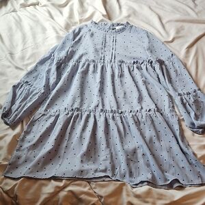 NWOT Sz SM Light Blue Polka Dot Mini Dress
